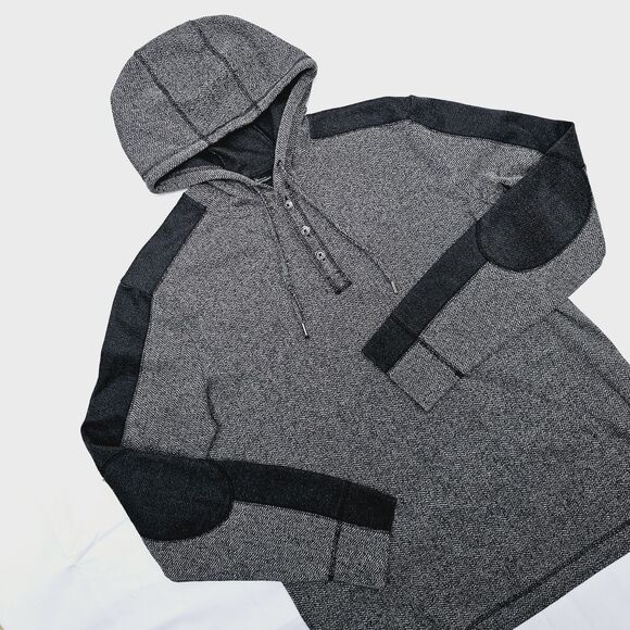 Marc Anthony Other - Marc Anthony Mens Large Hoodie Pullover Sweater Henley Herringbone Elbow patches